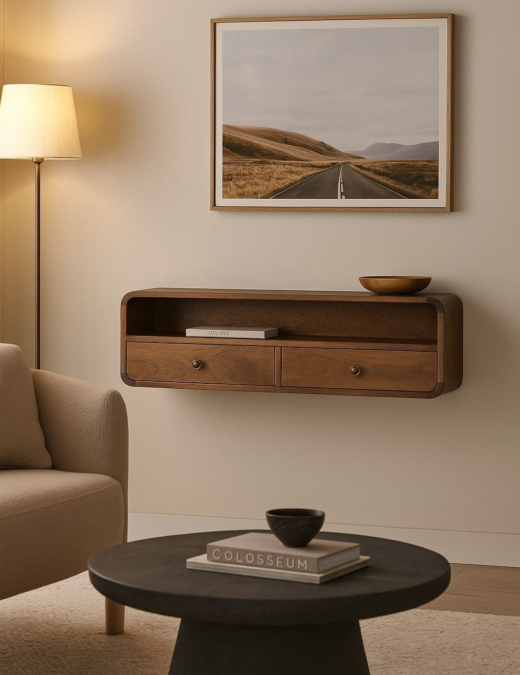 Floating Chestnut Open Console