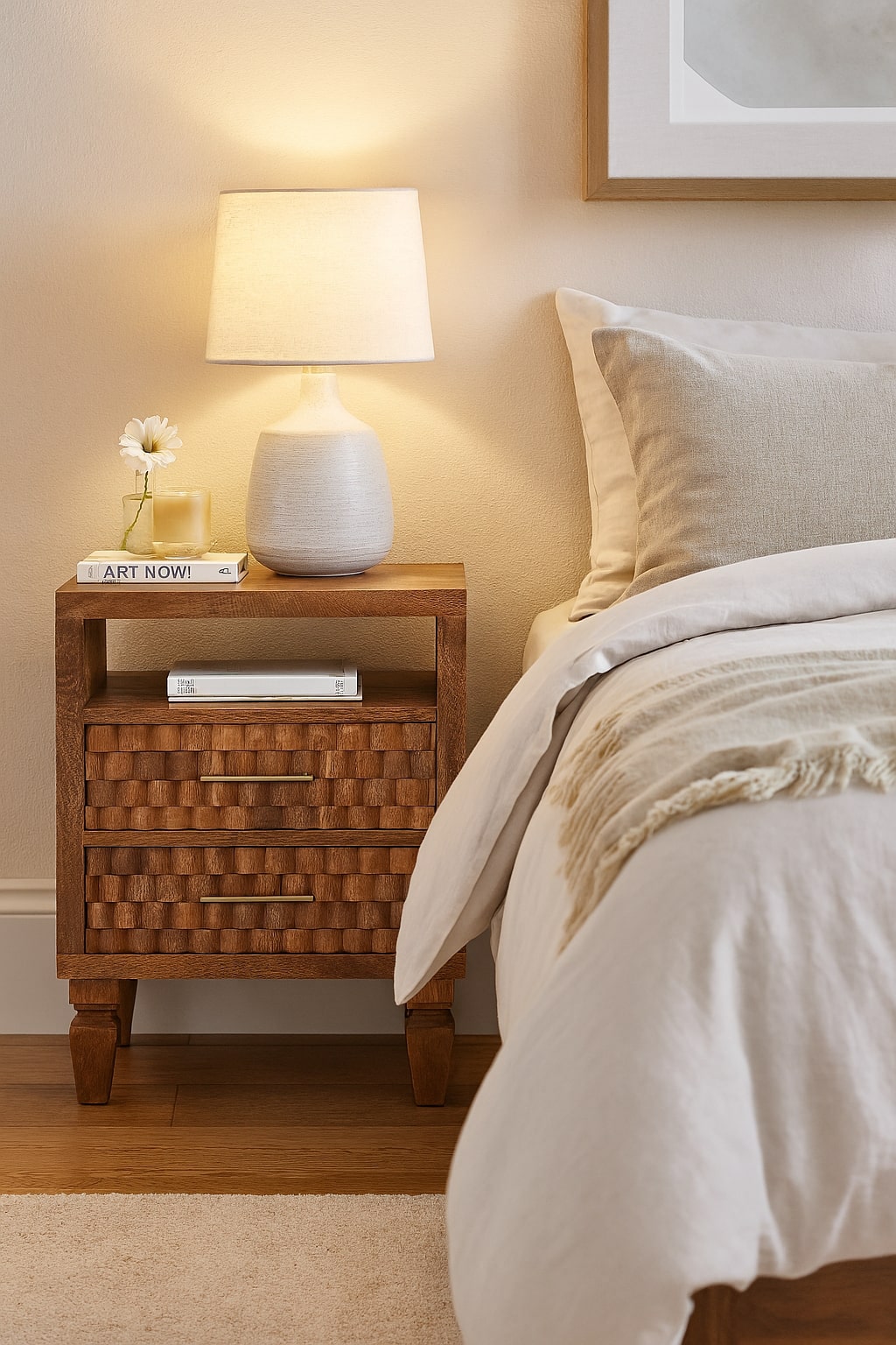 Cadiz Carved Open-Shelf Bedside
