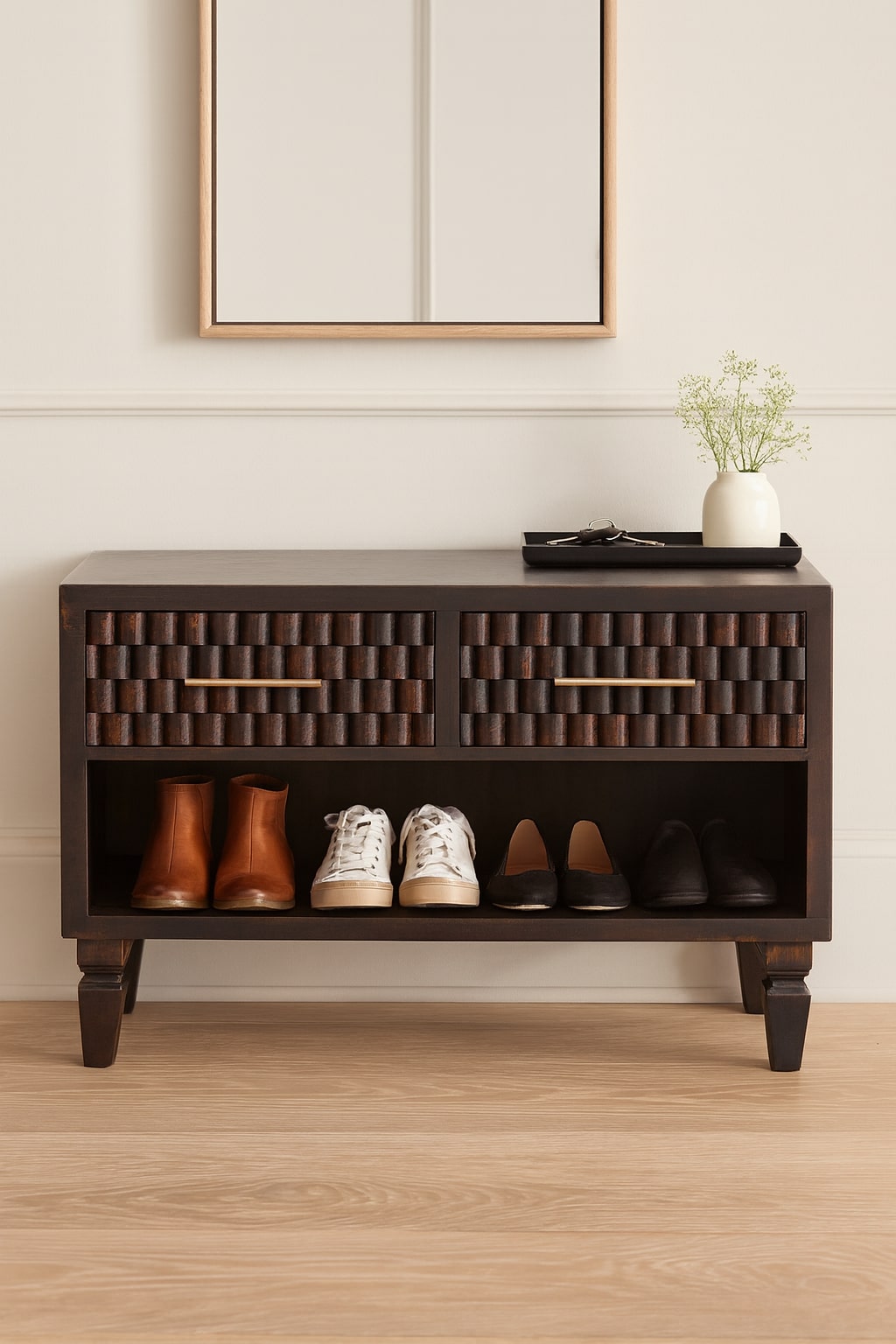 Cadiz Carved Shoe Storage Bench
