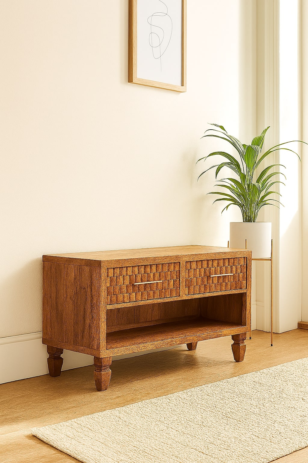 Cadiz Carved Entryway Shoe Cabinet