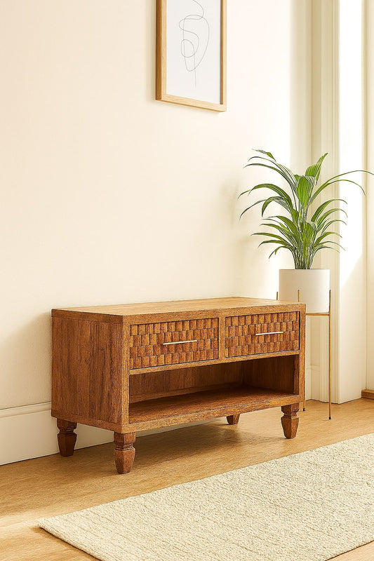 Cadiz Carved Entryway Shoe Cabinet