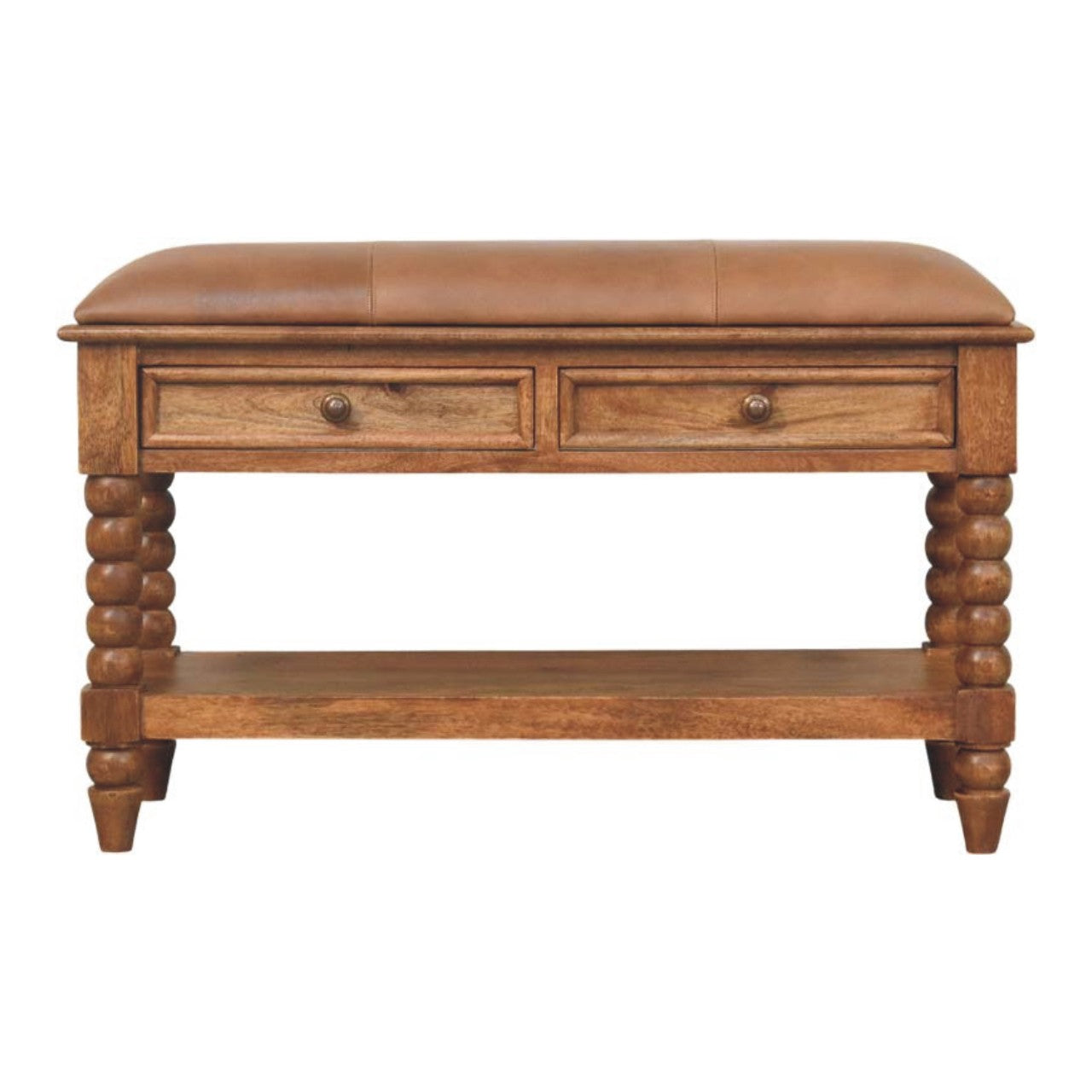 Spindle Leather Bench