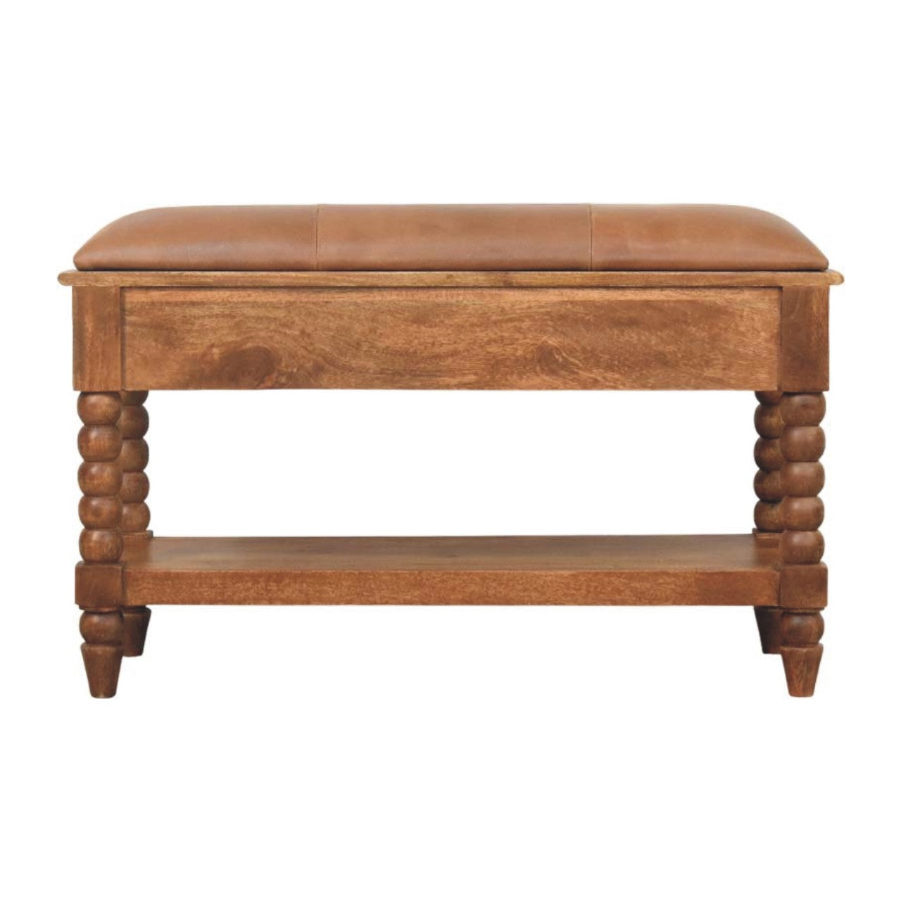 Spindle Leather Bench