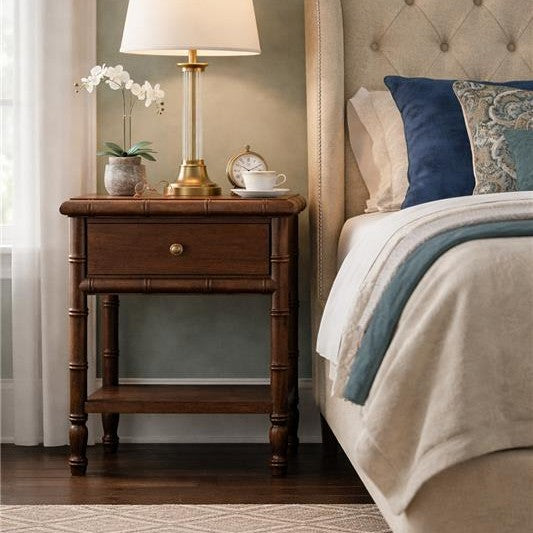 Bamboo-Carved Bedside Table