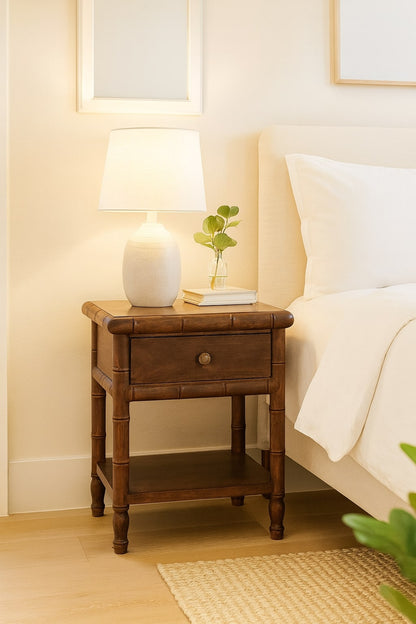 Bamboo-Carved Bedside Table